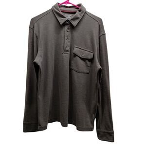 UNTUCKit Men's Size Large Matthieu Polo Shirt Gray/Brown Stretch Long Sleeves